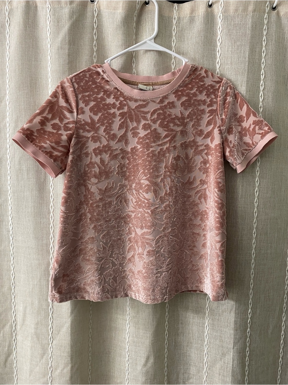 a new day Dusty Pink Floral Burnout Short Sleeve Tee